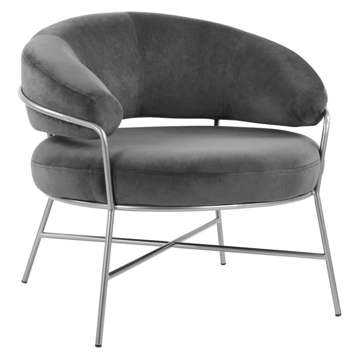 ΠΟΛΥΘΡΟΝΑ TRUDI LH10.8639.01 ΑΠΟ ΓΚΡΙ ΒΕΛΟΥΔΟ ΜΕ ΑΣΗΜΙ ΣΚΕΛΕΤΟ 83x75x76 εκ. - Image 1