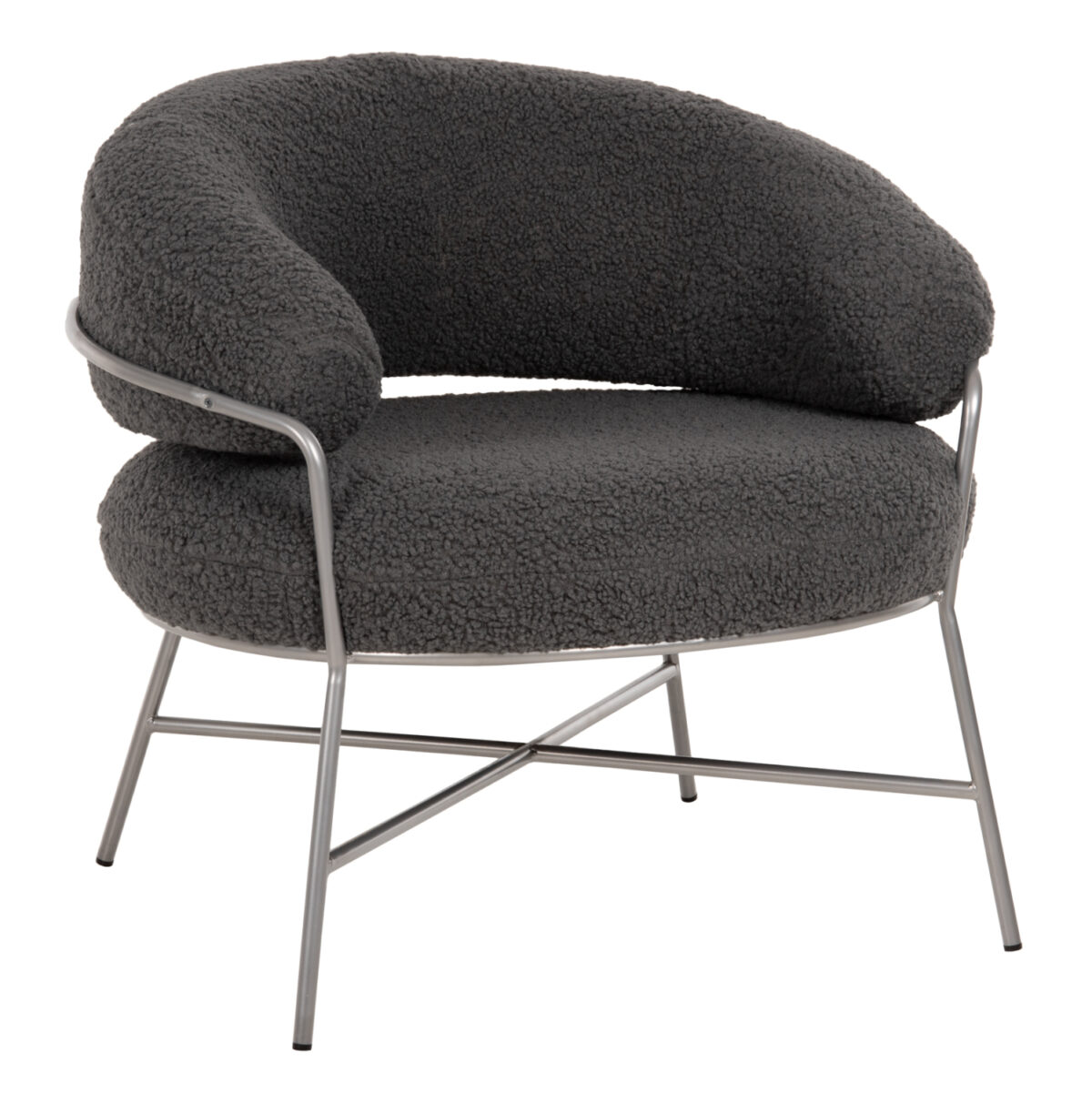 ΠΟΛΥΘΡΟΝΑ TRUDI LH10.8639.21 ΑΠΟ ΜΠΟΥΚΛΕ ΓΚΡΙ ΜΕ ΑΣΗΜΙ ΜΕΤΑΛΛΙΚΟ ΣΚΕΛΕΤΟ 84x79x76Υ εκ. - Image 1