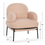 ΠΟΛΥΘΡΟΝΑ AGNES LH10.9525.20 ΕΚΡΟΥ ΜΠΟΥΚΛΕ-ΜΑΥΡΑ ΜΕΤΑΛΛΙΚΑ ΠΟΔΙΑ 74x71x83Υεκ. - Image 2