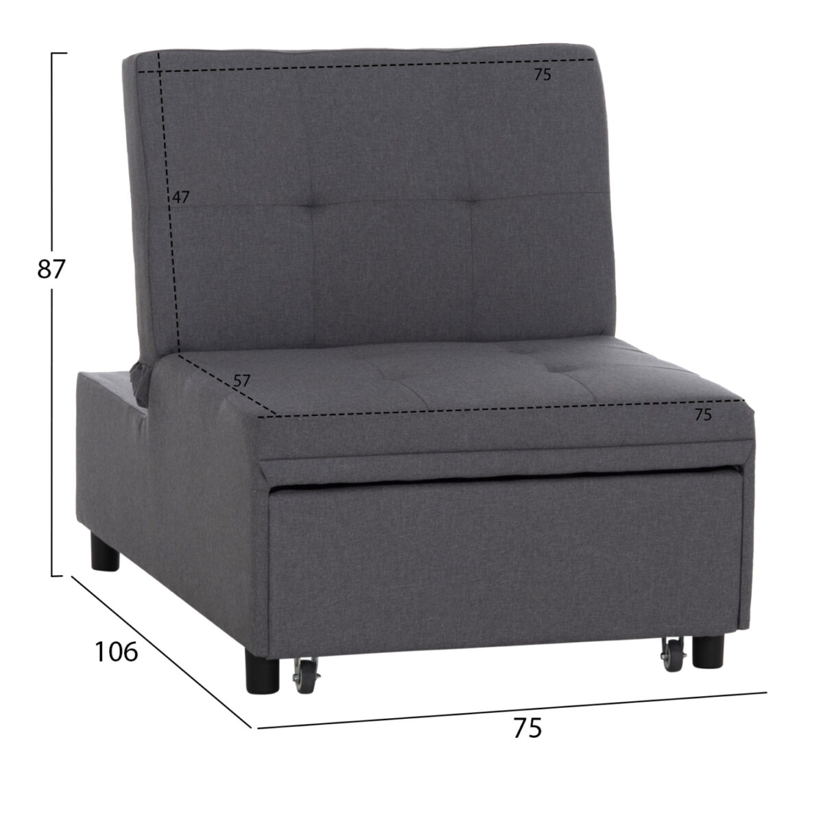 ΠΟΛΥΘΡΟΝΑ-ΚΡΕΒΑΤΙ LIBRE LH10.3295.01 ΓΚΡΙ ΥΦΑΣΜΑ 75x106x87Υεκ. - Image 2