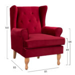 ΠΟΛΥΘΡΟΝΑ ΜΠΕΡΖΕΡΑ ΚΟΚΚΙΝΟ ΒΕΛΟΥΔΟ BRANDON 81Χ83Χ101Υ εκ.LH10.3073.14 - Image 2