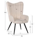 ΠΟΛΥΘΡΟΝΑ ΜΠΕΡΖΕΡΑ CRAWLEY ΜΕ ΥΠΟΠΟΔΙΟ LH10.8918.25 ΥΦΑΣΜΑ ΜΠΟΥΚΛΕ ΛΕΥΚΟ 70x74x105Y εκ. - Image 2