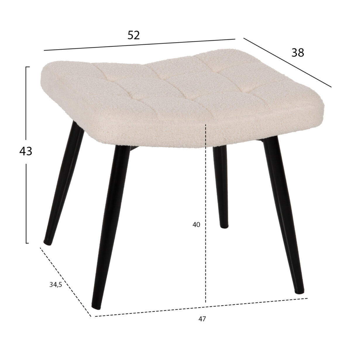 ΠΟΛΥΘΡΟΝΑ ΜΠΕΡΖΕΡΑ CRAWLEY ΜΕ ΥΠΟΠΟΔΙΟ LH10.8918.25 ΥΦΑΣΜΑ ΜΠΟΥΚΛΕ ΛΕΥΚΟ 70x74x105Y εκ. - Image 3