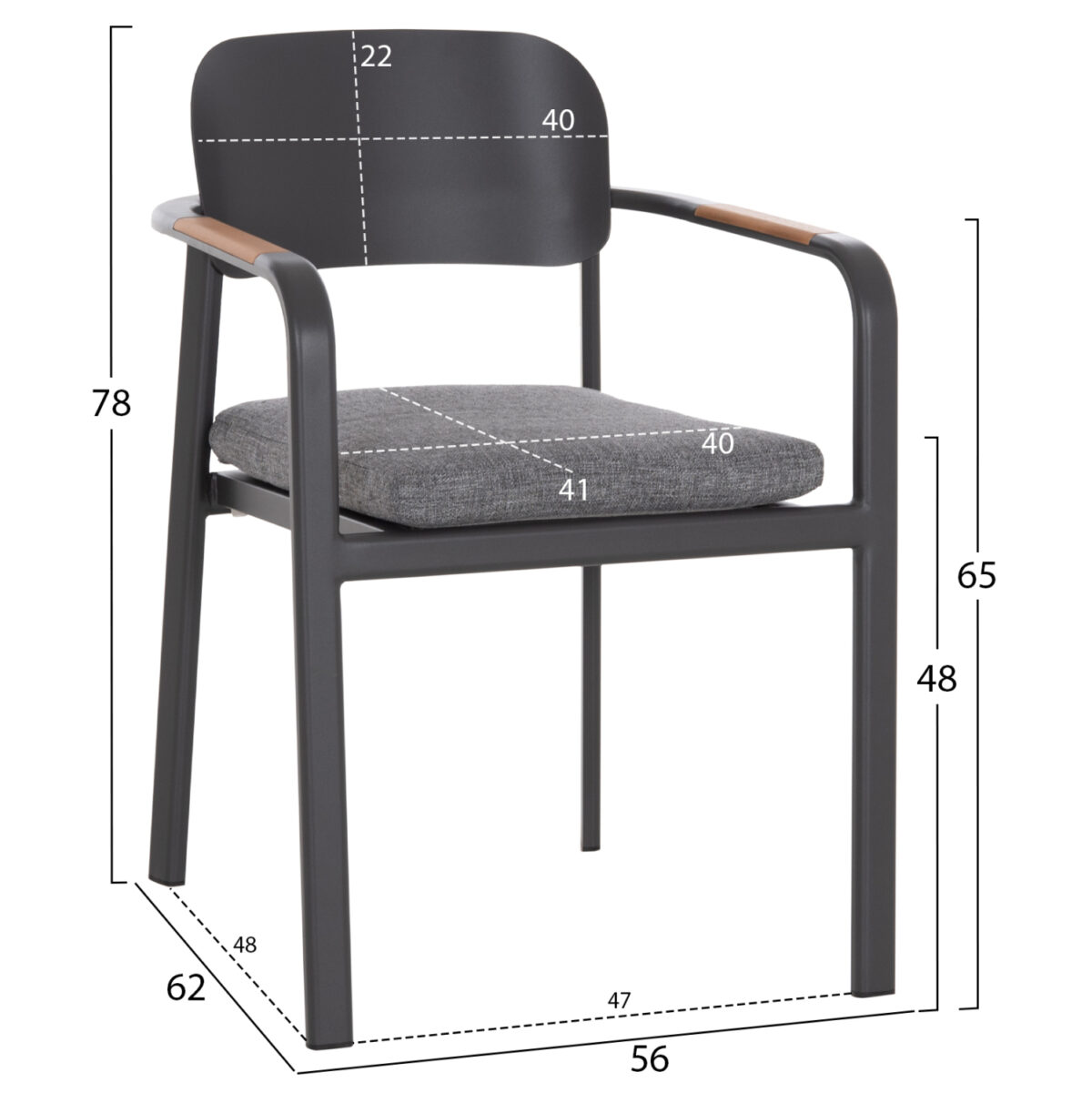 ΠΟΛΥΘΡΟΝΑ ΤΡΑΠΕΖΑΡΙΑΣ ELARA LH10.6414.01 ΓΚΡΙ ΑΛΟΥΜΙΝΙΟ-OLEFIN--ΞΥΛΟ TEAK 56x62x78Υεκ. - Image 2