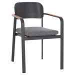 ΠΟΛΥΘΡΟΝΑ ΤΡΑΠΕΖΑΡΙΑΣ ELARA LH10.6414.01 ΓΚΡΙ ΑΛΟΥΜΙΝΙΟ-OLEFIN--ΞΥΛΟ TEAK 56x62x78Υεκ.