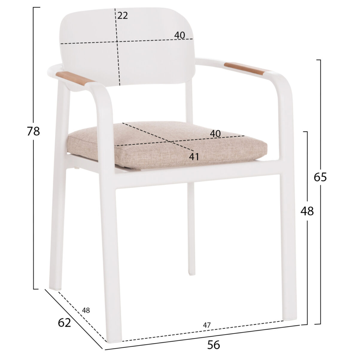 ΠΟΛΥΘΡΟΝΑ ΤΡΑΠΕΖΑΡΙΑΣ ELARA LH10.6414.02 ΛΕΥΚΟ ΑΛΟΥΜΙΝΙΟ-ΜΠΕΖ OLEFIN--TEAK 56x62x78Υεκ - Image 2