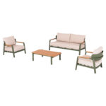 ΣΕΤ ΣΑΛΟΝΙ ΕΞ.ΧΩΡΟΥ 4ΤΜΧ ELARA LH10.6195.06 ΠΡΑΣΙΝΟ ΑΛΟΥΜΙΝΙΟ-ΜΠΕΖ OLEFIN-TEAK ΦΥΣΙΚΟ