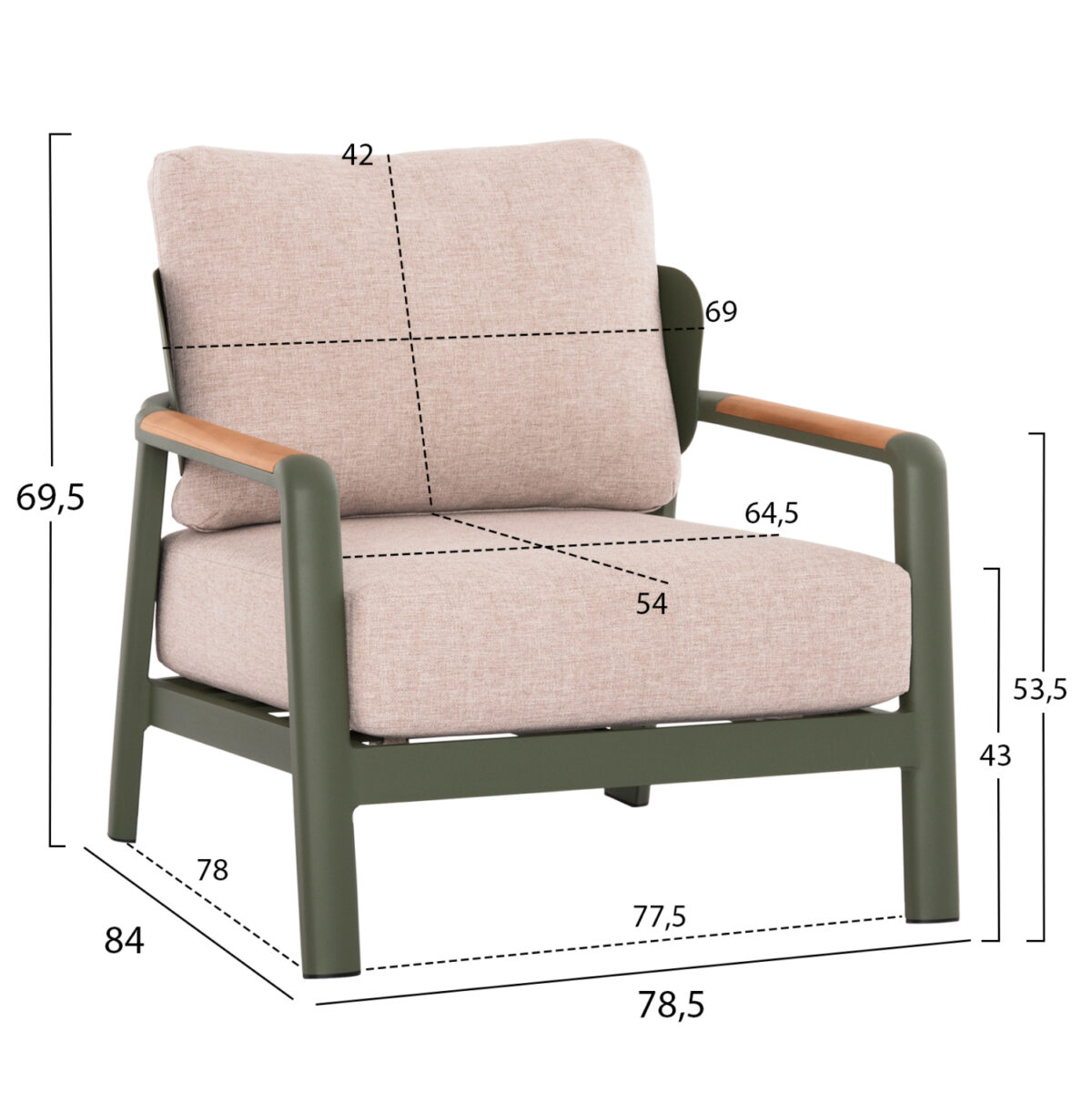 ΣΕΤ ΣΑΛΟΝΙ ΕΞ.ΧΩΡΟΥ 4ΤΜΧ ELARA LH10.6195.06 ΠΡΑΣΙΝΟ ΑΛΟΥΜΙΝΙΟ-ΜΠΕΖ OLEFIN-TEAK ΦΥΣΙΚΟ - Image 3