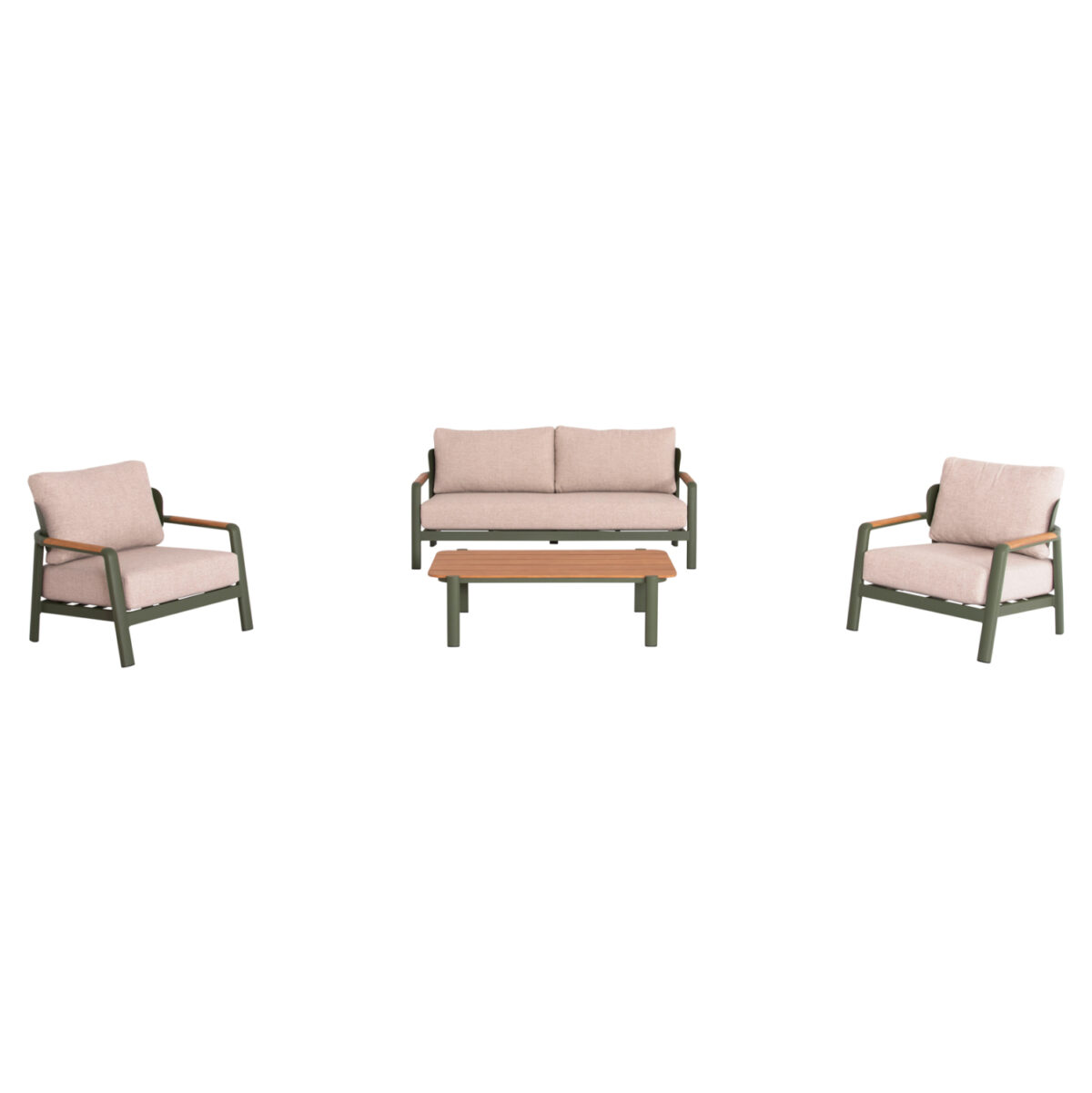 ΣΕΤ ΣΑΛΟΝΙ ΕΞ.ΧΩΡΟΥ 4ΤΜΧ ELARA LH10.6195.06 ΠΡΑΣΙΝΟ ΑΛΟΥΜΙΝΙΟ-ΜΠΕΖ OLEFIN-TEAK ΦΥΣΙΚΟ - Image 5