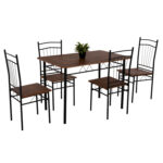 ΣΕΤ ΤΡΑΠΕΖΑΡΙΑΣ 5ΤΜΧ PEARY LH10.9416.11 ΜΕΤΑΛΛΟ ΜΑΥΡΟ-MDF ΚΑΡΥΔΙ 110x60x74Yεκ.