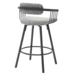 ΣΚΑΜΠΟ ΜΠΑΡ ΠΕΡΙΣΤΡΕΦΟΜΕΝΟ LANG LH10.9990.02 ΜΑΥΡΟ ΜΕΤΑΛΛΟ-ΓΚΡΙ ΥΦΑΣΜΑ 51,5x48,5x89,5Υεκ - Image 5