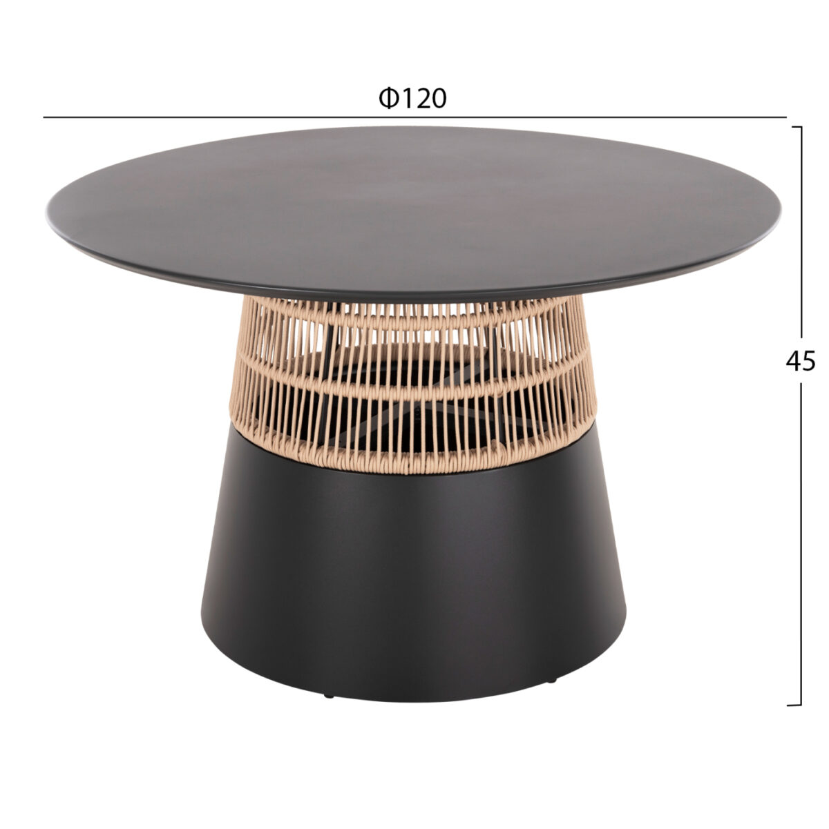 ΤΡΑΠΕΖΙ ΣΤΡΟΓΓΥΛΟ SAEID LH10.6106.01 ΑΝΘΡΑΚΙ ΑΛΟΥΜΙΝΙΟ-ΜΠΕΖ ΣΧΟΙΝΙ Φ120x75Υεκ. - Image 2