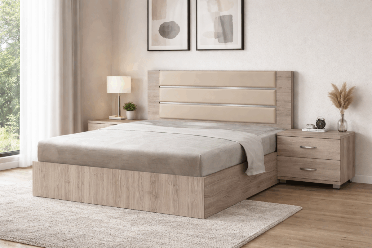 ΚΡΕΒΑΤΙ ΜΕ ΤΡΙΠΛΟ ΟΡΙΖΟΝΤΙΟ ΔΕΡΜΑ ΣΤΟ ΚΕΦΑΛΑΡΙ - Image 1