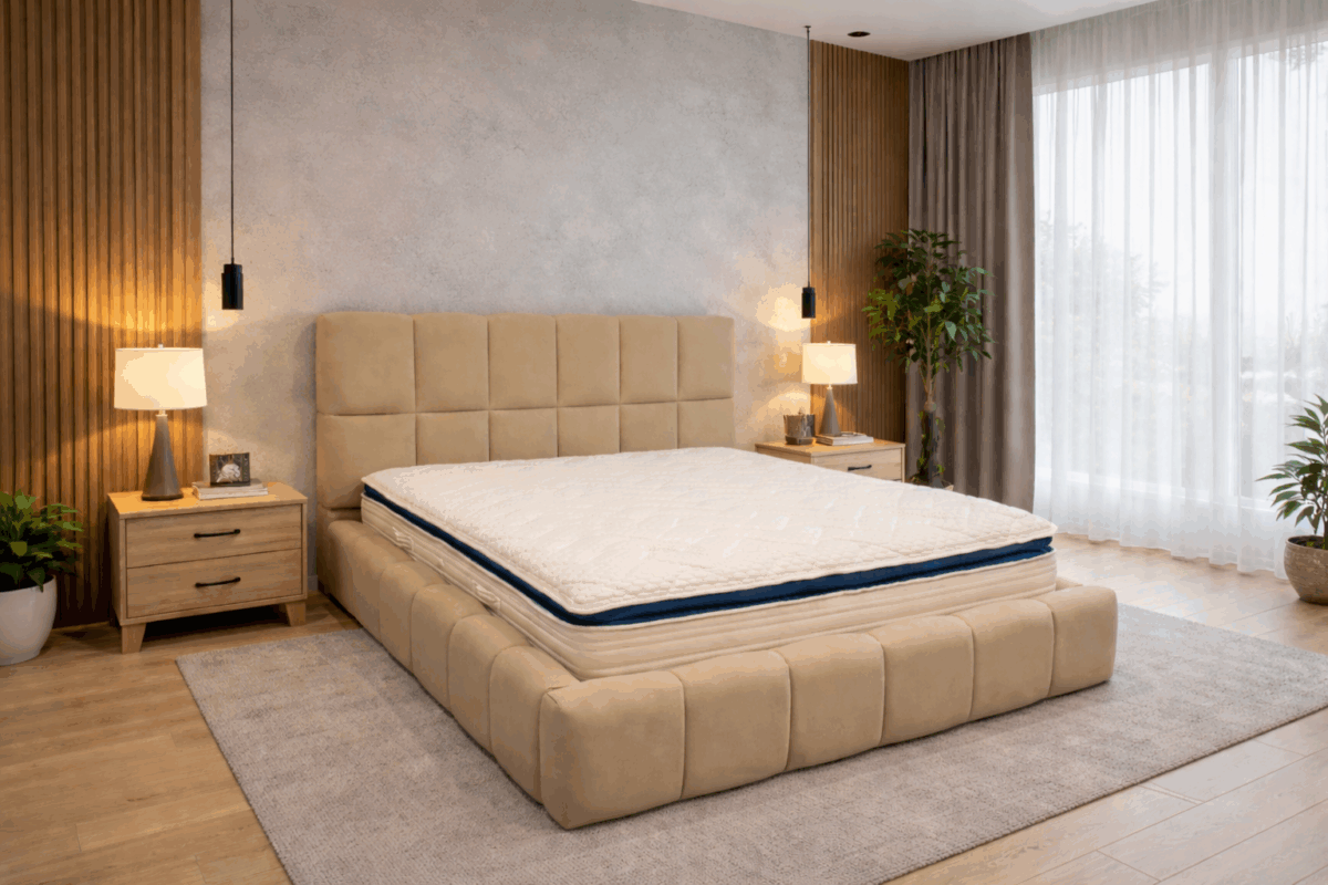 ΚΡΕΒΑΤΙ ΜΕ ΥΦΑΣΜΑ ΑΔΙΑΒΡΟΧΟ ΚΑΙ ΑΛΕΚΙΑΣΤΟ 90/110/140/150/160/180x190-200εκ. "JOHANNA" - Image 1