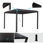 ΒΙΟΚΛΙΜΑΤΙΚΗ ΠΕΡΓΚΟΛΑ ΑΛΟΥΜΙΝΙΟΥ DOMECIL LH10.6611.01 ΜΕ ΜΕΤΑΛ. ΠΕΡΣΙΔΕΣ--300x300x240Υ - Image 3