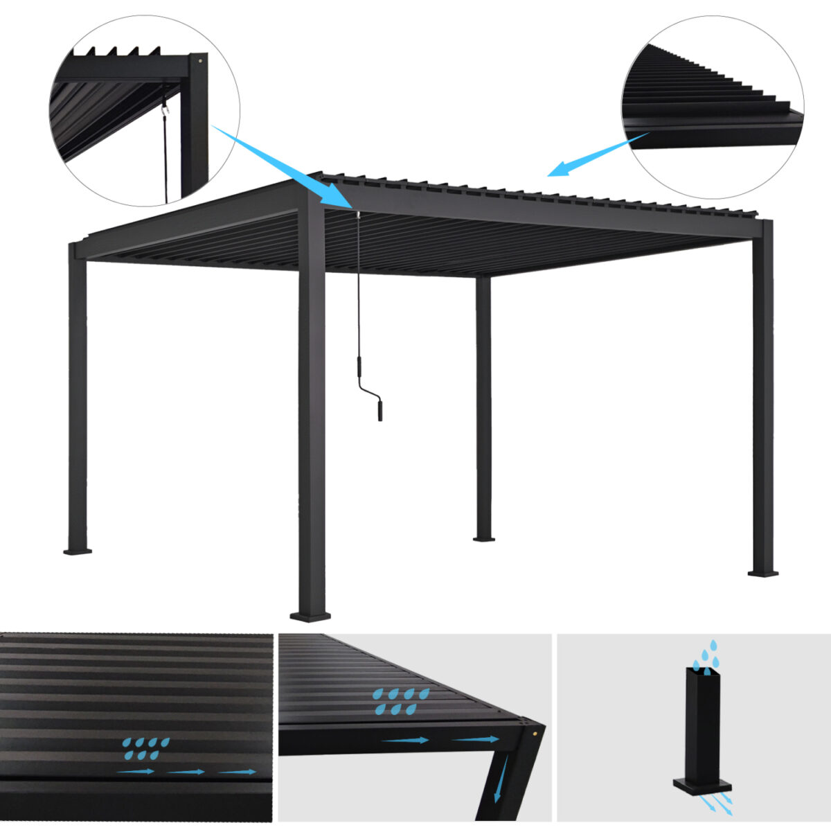 ΒΙΟΚΛΙΜΑΤΙΚΗ ΠΕΡΓΚΟΛΑ ΑΛΟΥΜΙΝΙΟΥ DOMECIL LH10.6612.01 ΜΕ ΜΕΤΑΛ. ΠΕΡΣΙΔΕΣ--300x400x240Υ - Image 3