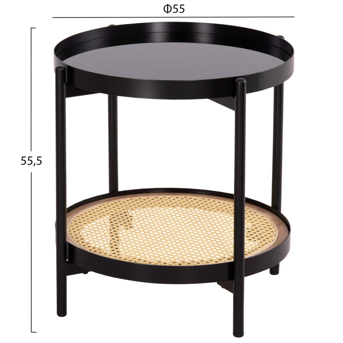 ΒΟΗΘΗΤΙΚΟ ΤΡΑΠΕΖΙ SEITZ LH10.18031 ΓΥΑΛΙ TOP-ΜΕΤΑΛΛΟ-RATTAN ΣΕ ΦΥΣΙΚΟ Φ50x56Υεκ. - Image 2