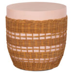 ΒΟΗΘΗΤΙΚΟ ΤΡΑΠΕΖΙ VILHENA LH10.18166 FIBER CEMENT ΡΟΖ-RATTAN ΦΥΣΙΚΟ Φ44.5x45Υεκ.