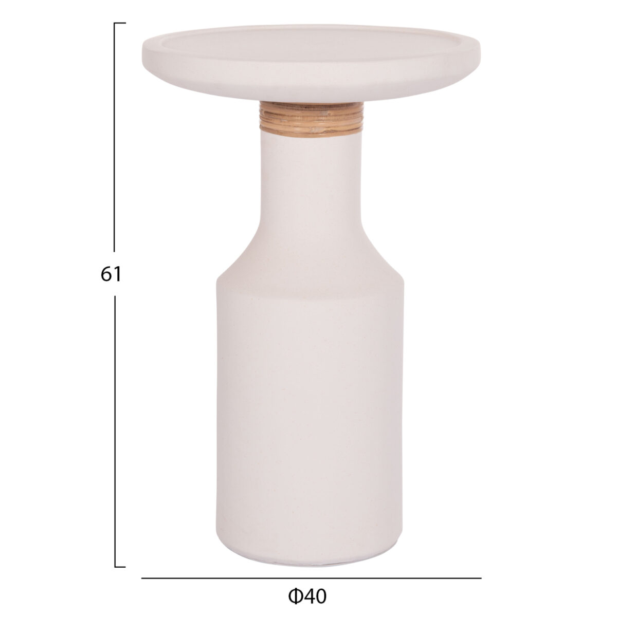 ΒΟΗΘΗΤΙΚΟ ΤΡΑΠΕΖΙ TRED(T) LH10.18169.02 FIBER CEMENT ΛΕΥΚΟ-ΦΥΣΙΚΟ RATTAN--Φ40x61Υεκ. - Image 2