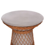 ΒΟΗΘΗΤΙΚΟ ΤΡΑΠΕΖΙ ΣΤΡΟΓΓΥΛΟ DELIA LH10.18167.03 FIBER CEMENT ΓΚΡΙ & RATTAN Φ40x45Υεκ - Image 4