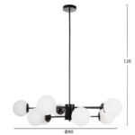 ΦΩΤΙΣΤΙΚΟ ΟΡΟΦΗΣ ΚΡΕΜΑΣΤΟ LH10.4170 ΜΑΥΡΟ ΜΕΤΑΛΛΟ ΛΕΥΚΟ ΓΥΑΛΙ Φ90x97,5Υεκ - Image 2