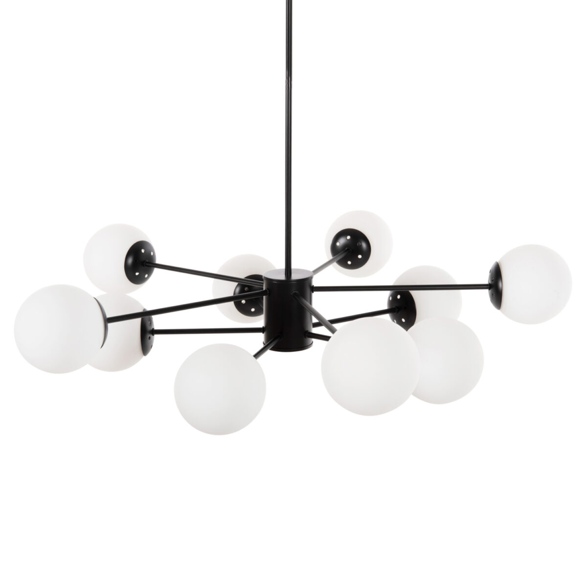 ΦΩΤΙΣΤΙΚΟ ΟΡΟΦΗΣ ΚΡΕΜΑΣΤΟ LH10.4170 ΜΑΥΡΟ ΜΕΤΑΛΛΟ ΛΕΥΚΟ ΓΥΑΛΙ Φ90x97,5Υεκ - Image 3