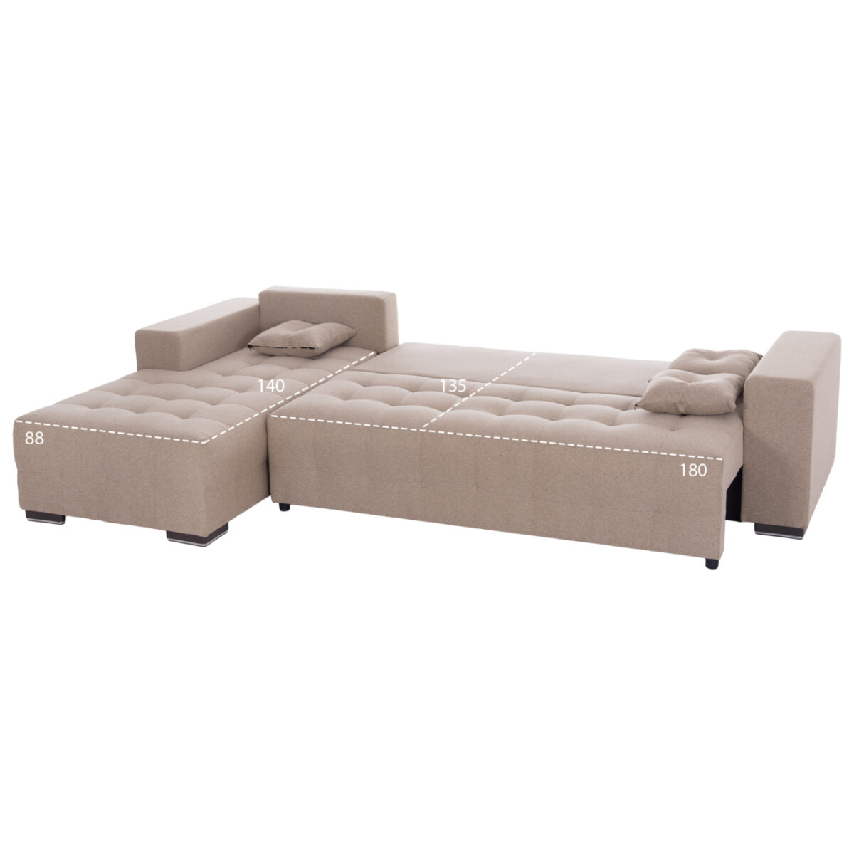 ΓΩΝΙΑΚΟΣ ΚΑΝΑΠΕΣ-ΚΡΕΒΑΤΙ ΜΕ ΑΠΟΘ.ΧΩΡΟ TRENDSTON LH10.3302.03L ΜΠΕΖ ΥΦΑΣΜΑ 298x177x95Υεκ - Image 3