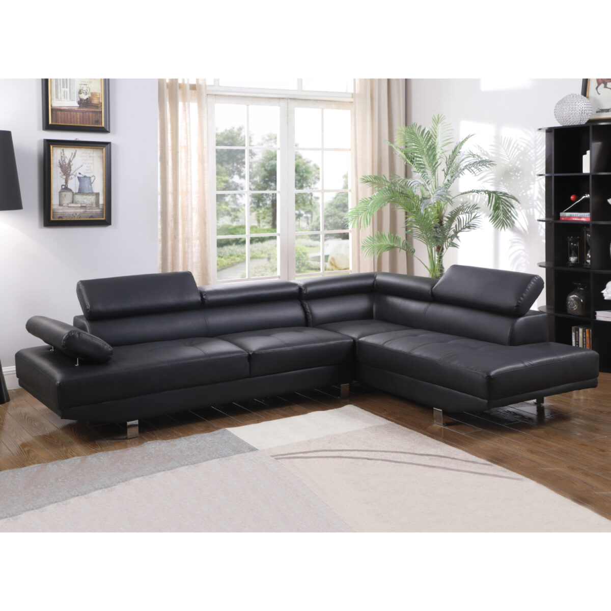 ΚΑΝΑΠΕΣ ΓΩΝΙΑ GORO ΔΕΞΙΑ LH10.3084.02R ΑΠΟ ΜΑΥΡΟ PU 270x200x87Υ εκ. - Image 1