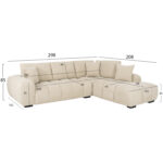 ΚΑΝΑΠΕΣ ΓΩΝΙΑ (ΔΕΞΙΑ) COVEN LH10.3266.01R ΕΚΡΟΥ ΥΦΑΣΜΑ 298x102-208x85Υεκ. - Image 2