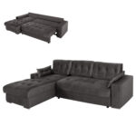 ΚΑΝΑΠΕΣ-ΚΡΕΒΑΤΙ-ΑΡΙΣΤ.ΓΩΝΙΑ-ΜΕ ΑΠΟΘ.ΧΩΡΟ CLANCY LH10.3281.02L ΑΝΘΡΑΚΙ ΥΦΑΣΜΑ 308x181x92Υεκ