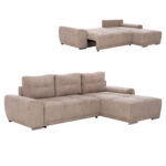 ΚΑΝΑΠΕΣ ΚΡΕΒΑΤΙ ΔΕΞΙΑ ΓΩΝΙΑ COMFYRA LH10.3336.03R ΜΠΕΖ ΥΦΑΣΜΑ 270x181x75Υεκ