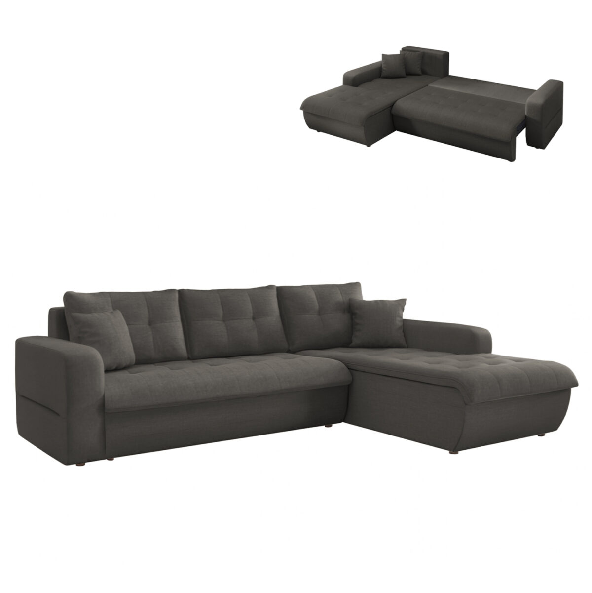 ΚΑΝΑΠΕΣ ΚΡΕΒΑΤΙ ΔΕΞΙΑ ΓΩΝΙΑ KANSO LH10.3338.01R ΓΚΡΙ ΥΦΑΣΜΑ 244x188x80Υεκ - Image 1