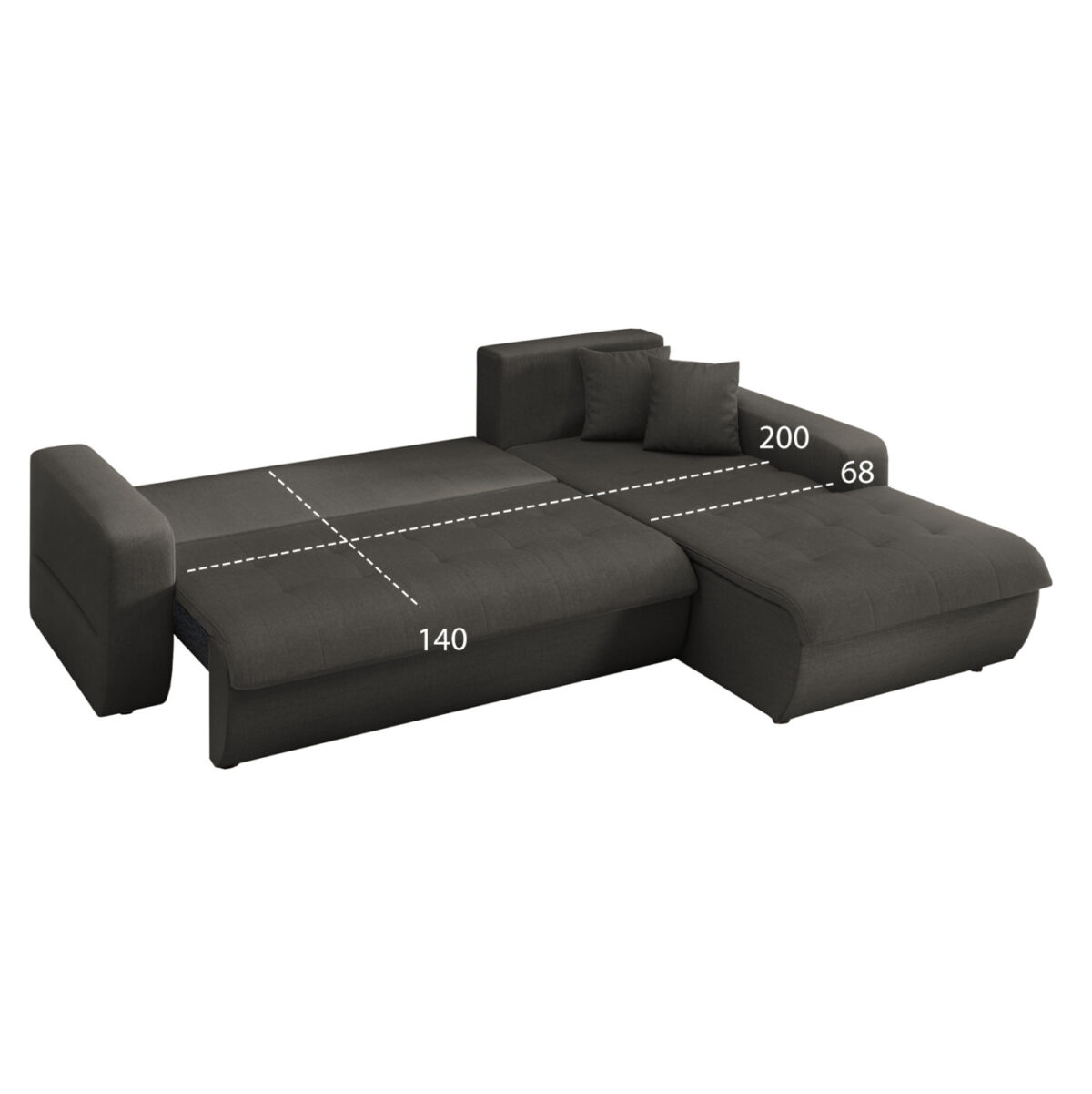 ΚΑΝΑΠΕΣ ΚΡΕΒΑΤΙ ΔΕΞΙΑ ΓΩΝΙΑ KANSO LH10.3338.01R ΓΚΡΙ ΥΦΑΣΜΑ 244x188x80Υεκ - Image 3