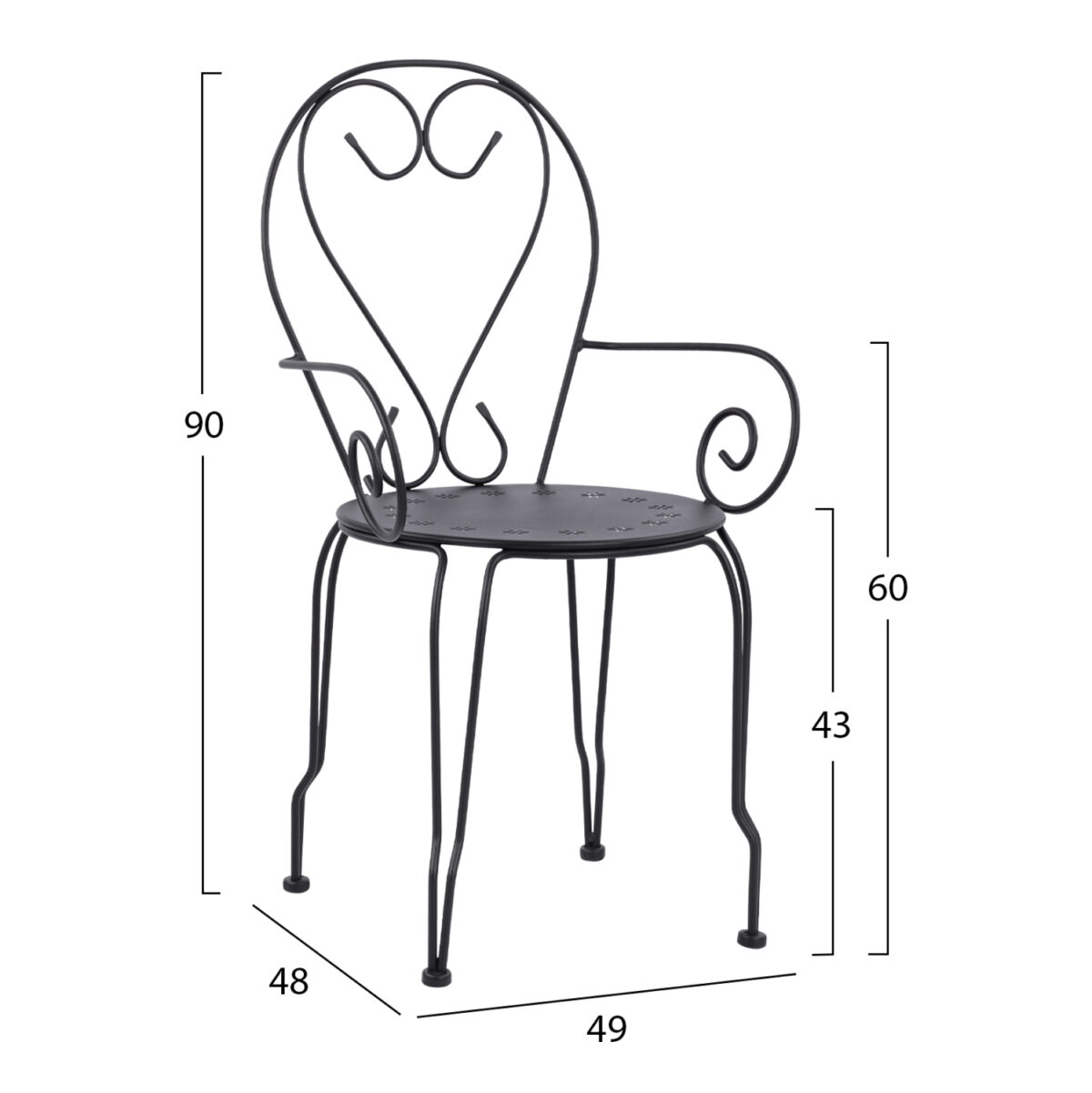 ΚΑΡΕΚΛΑ ΠΟΛΥΘΡΟΝΑ ΜΕΤΑΛΛΙΚΗ AMORE ΜΑΥΡΗ LH10.5008.11 49x48x90 εκ. - Image 2