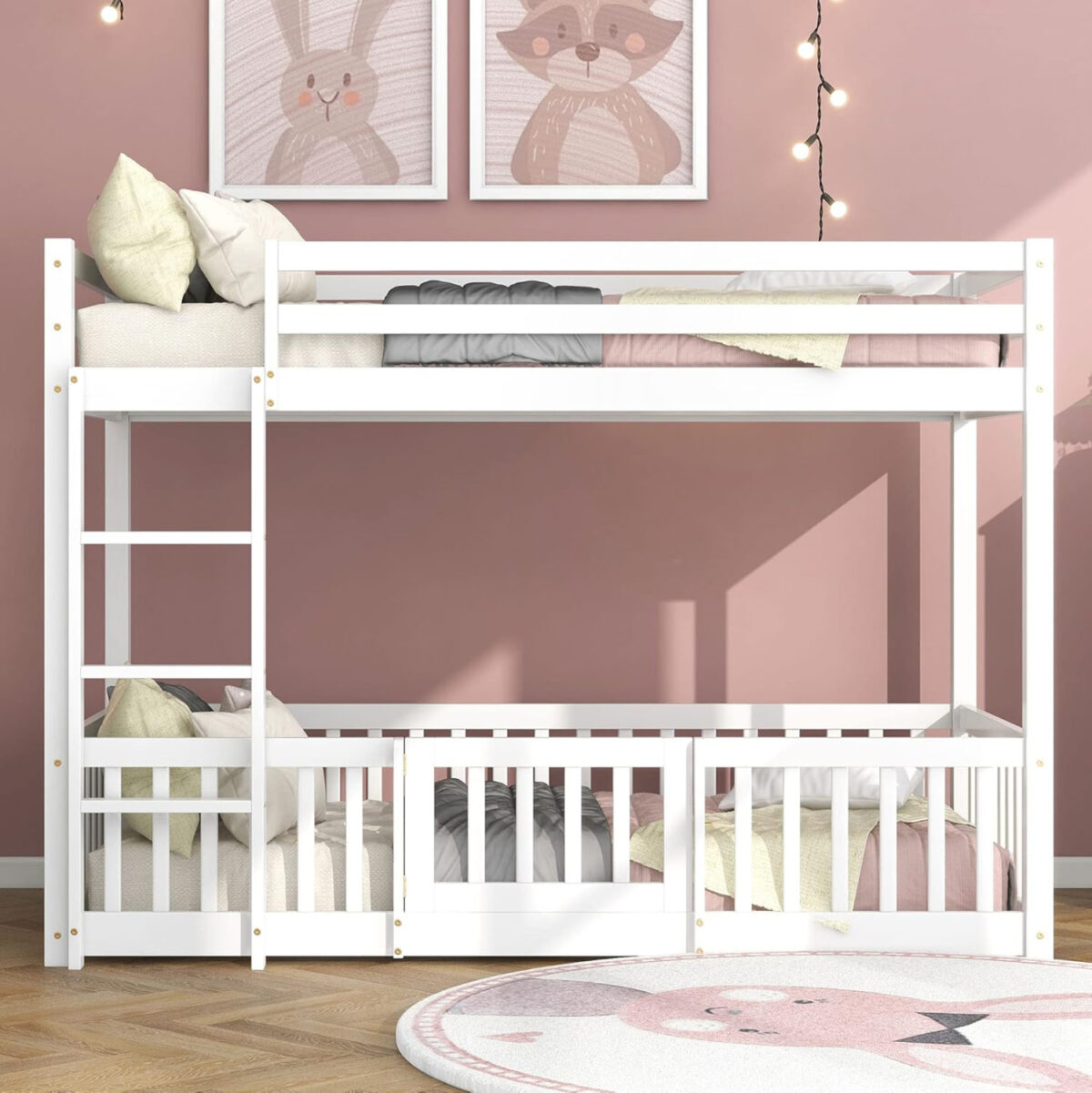 ΚΟΥΚΕΤΑ ΠΑΙΔΙΚΗ ΜΕ ΠΑΡΚΑΚΙ PLAYKID LH10.21312.01 ΞΥΛΟ ΠΕΥΚΟΥ ΛΕΥΚΟ--ME ΣΤΡΩΜΑ 90x190εκ - Image 2