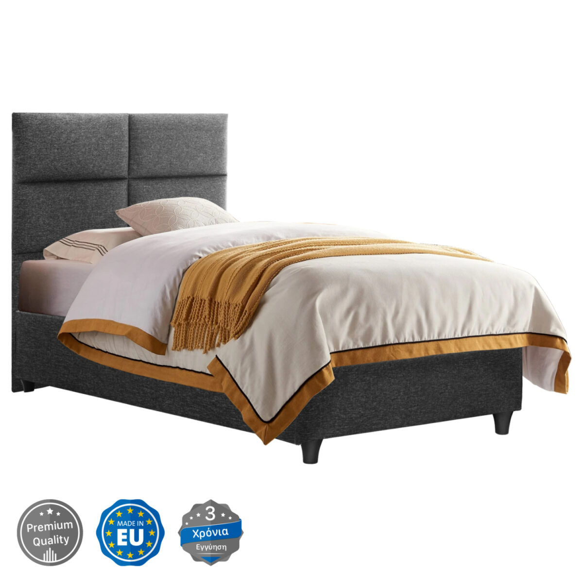 ΚΡΕΒΑΤΙ MILO ΑΠΟ ΓΚΡΙ ΥΦΑΣΜΑ LH10.652.01 ΓΙΑ ΣΤΡΩΜΑ 90x200 εκ. - Image 2