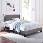 ΚΡΕΒΑΤΙ ΔΙΠΛΟ & ΣΤΡΩΜΑ TRILLOP LH10.21202.12 ΓΚΡΙ ΥΦΑΣΜΑ--ΓΙΑ 160x200εκ