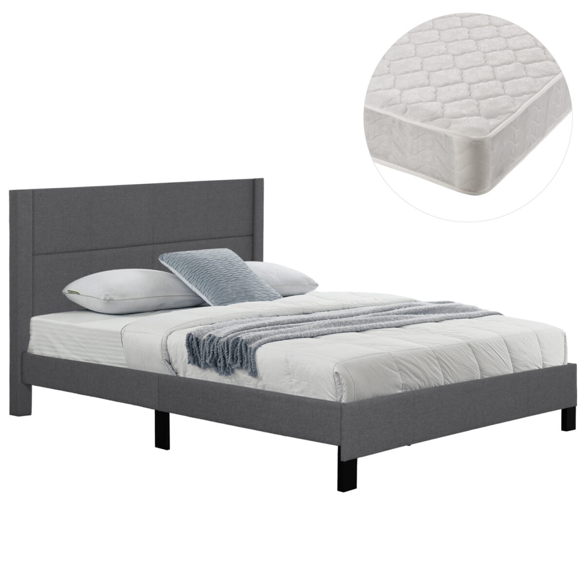 ΚΡΕΒΑΤΙ ΔΙΠΛΟ & ΣΤΡΩΜΑ TRILLOP LH10.21202.12 ΓΚΡΙ ΥΦΑΣΜΑ--ΓΙΑ 160x200εκ - Image 2