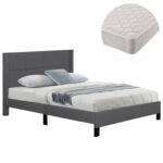 ΚΡΕΒΑΤΙ ΔΙΠΛΟ & ΣΤΡΩΜΑ TRILLOP LH10.21202.12 ΓΚΡΙ ΥΦΑΣΜΑ--ΓΙΑ 160x200εκ - Image 2