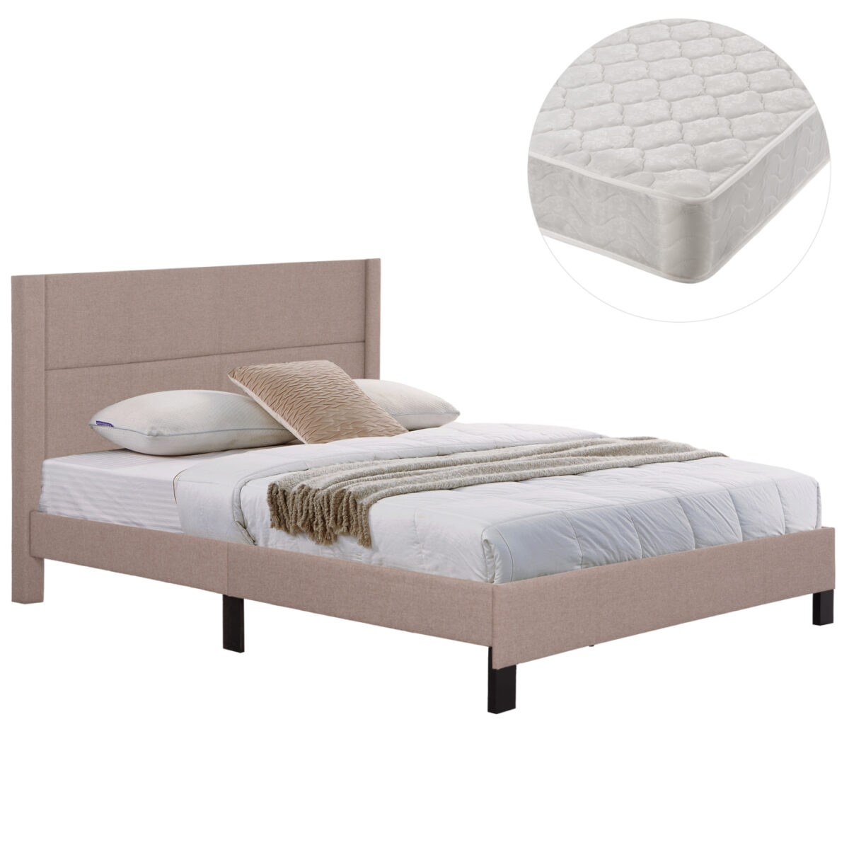 ΚΡΕΒΑΤΙ ΔΙΠΛΟ & ΣΤΡΩΜΑ TRILLOP LH10.21202.15 ΜΠΕΖ ΥΦΑΣΜΑ--ΓΙΑ 160x200εκ - Image 2