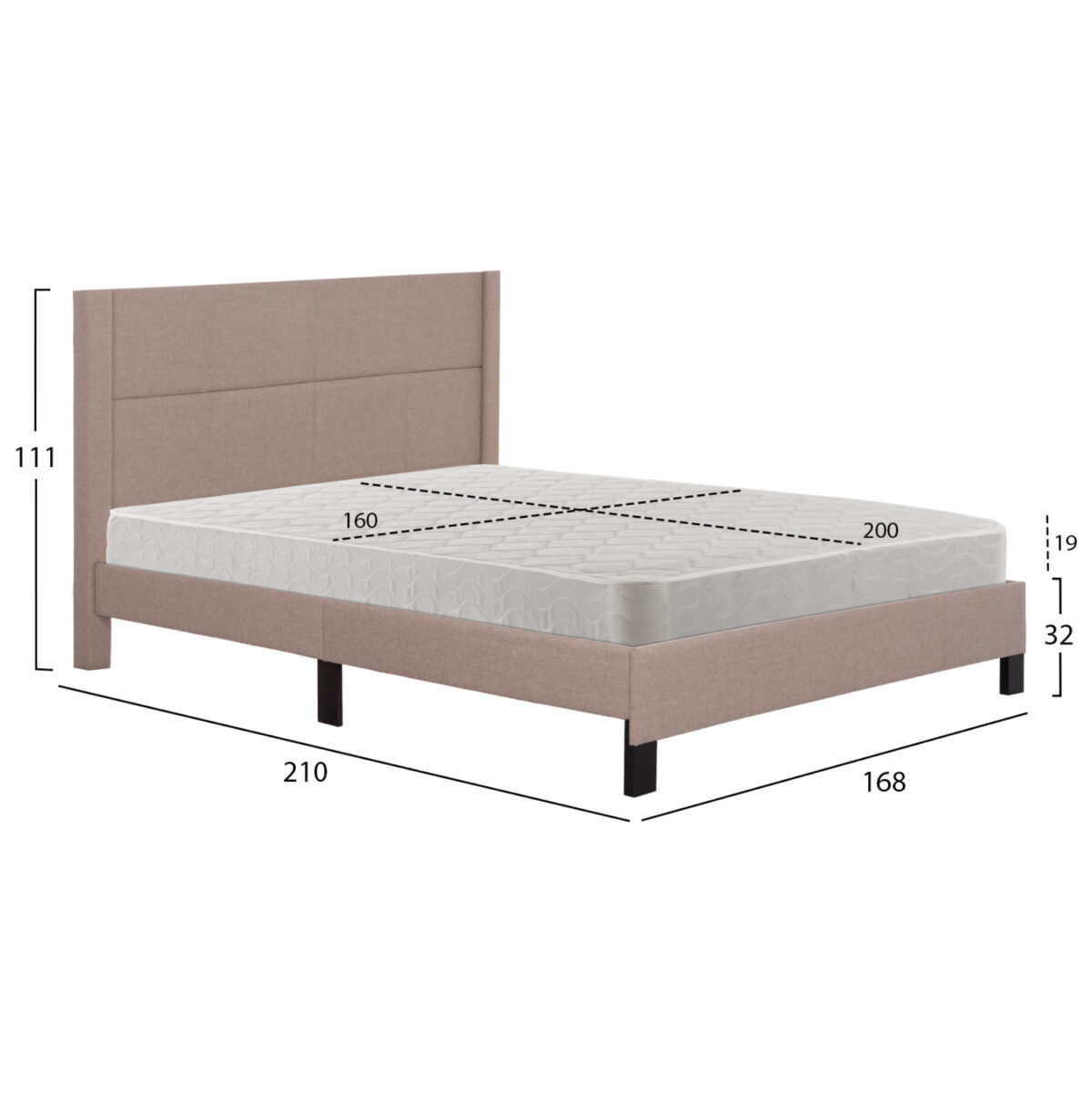 ΚΡΕΒΑΤΙ ΔΙΠΛΟ & ΣΤΡΩΜΑ TRILLOP LH10.21202.15 ΜΠΕΖ ΥΦΑΣΜΑ--ΓΙΑ 160x200εκ - Image 3