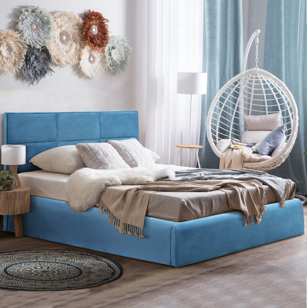 ΚΡΕΒΑΤΙ ΔΙΠΛΟ & ΣΤΡΩΜΑ BRILEY LH10.21272.04 ΠΕΤΡΟΛ ΒΕΛΟΥΔΟ ΜΕ ΑΠΟΘ.ΧΩΡΟ--ΓΙΑ 160x200εκ - Image 1