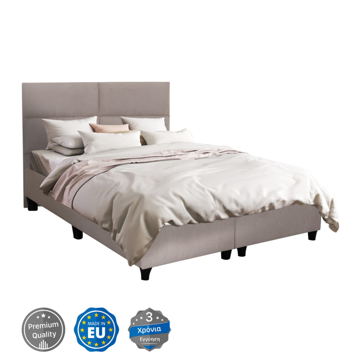 ΚΡΕΒΑΤΙ MILO LH10.616.32 ΜΠΕΖ ΥΦΑΣΜΑ ΓΙΑ ΣΤΡΩΜΑ 160x200εκ - Image 1