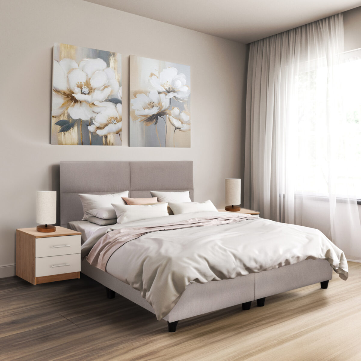 ΚΡΕΒΑΤΙ MILO LH10.616.32 ΜΠΕΖ ΥΦΑΣΜΑ ΓΙΑ ΣΤΡΩΜΑ 160x200εκ - Image 2