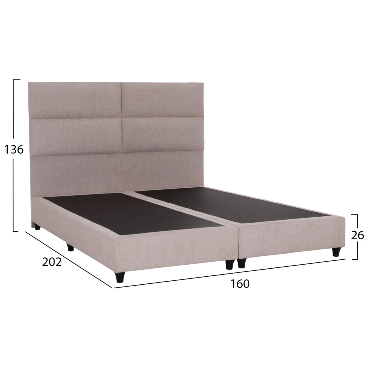 ΚΡΕΒΑΤΙ MILO LH10.616.32 ΜΠΕΖ ΥΦΑΣΜΑ ΓΙΑ ΣΤΡΩΜΑ 160x200εκ - Image 3