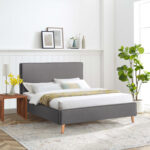 ΚΡΕΒΑΤΙ ΜΕ ΣΤΡΩΜΑ INDRA LH10.21280.01 ΓΚΡΙ ΥΦΑΣΜΑ--ΓΙΑ 160x200εκ