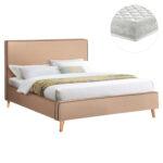 ΚΡΕΒΑΤΙ ΜΕ ΣΤΡΩΜΑ INDRA LH10.21280.02 ΜΠΕΖ ΥΦΑΣΜΑ--ΓΙΑ 160x200εκ - Image 2