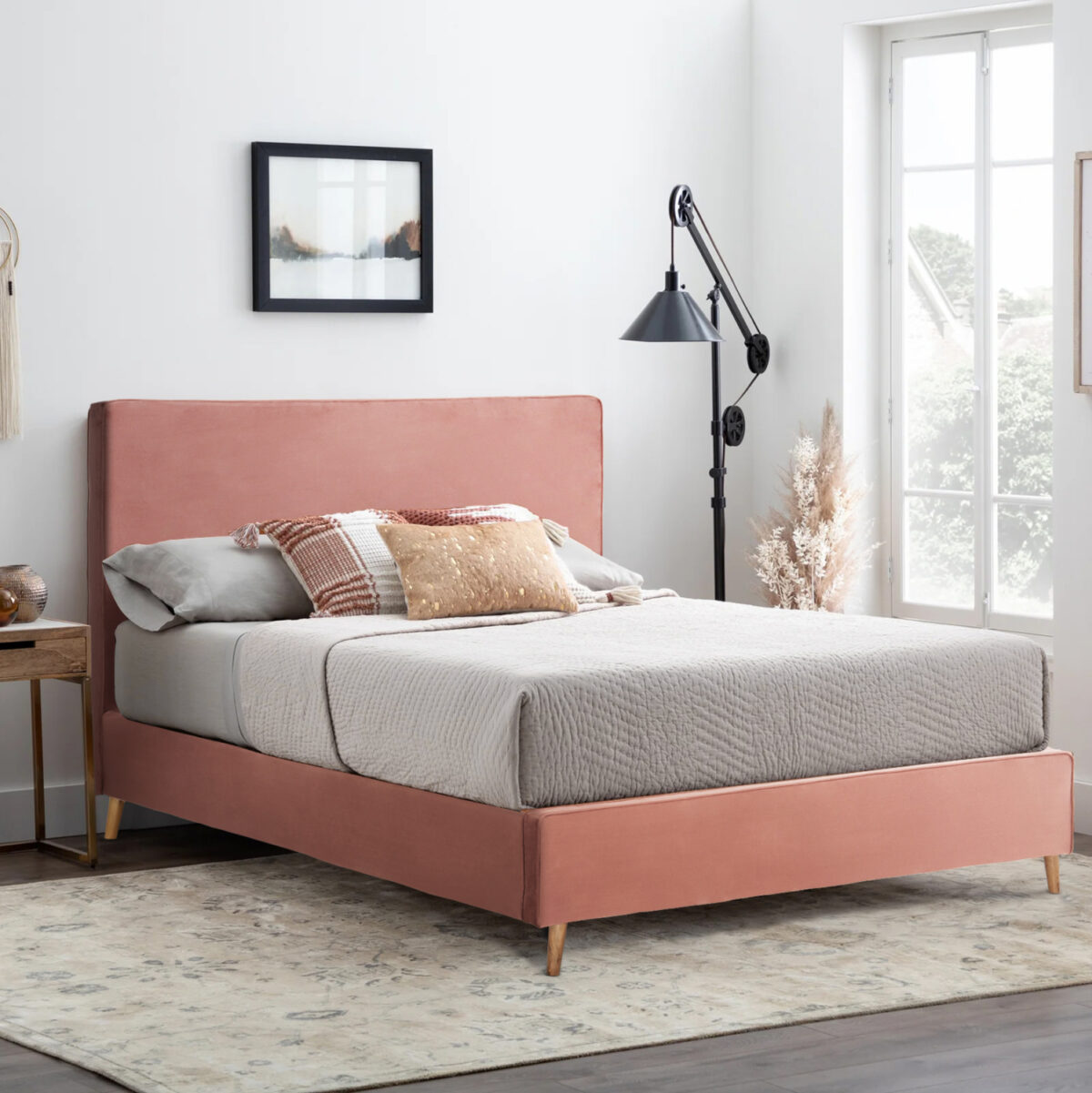 ΚΡΕΒΑΤΙ ΜΕ ΣΤΡΩΜΑ INDRA LH10.21280.03 ΣΑΠΙΟ ΜΗΛΟ ΒΕΛΟΥΔΟ--ΓΙΑ 160x200εκ - Image 1