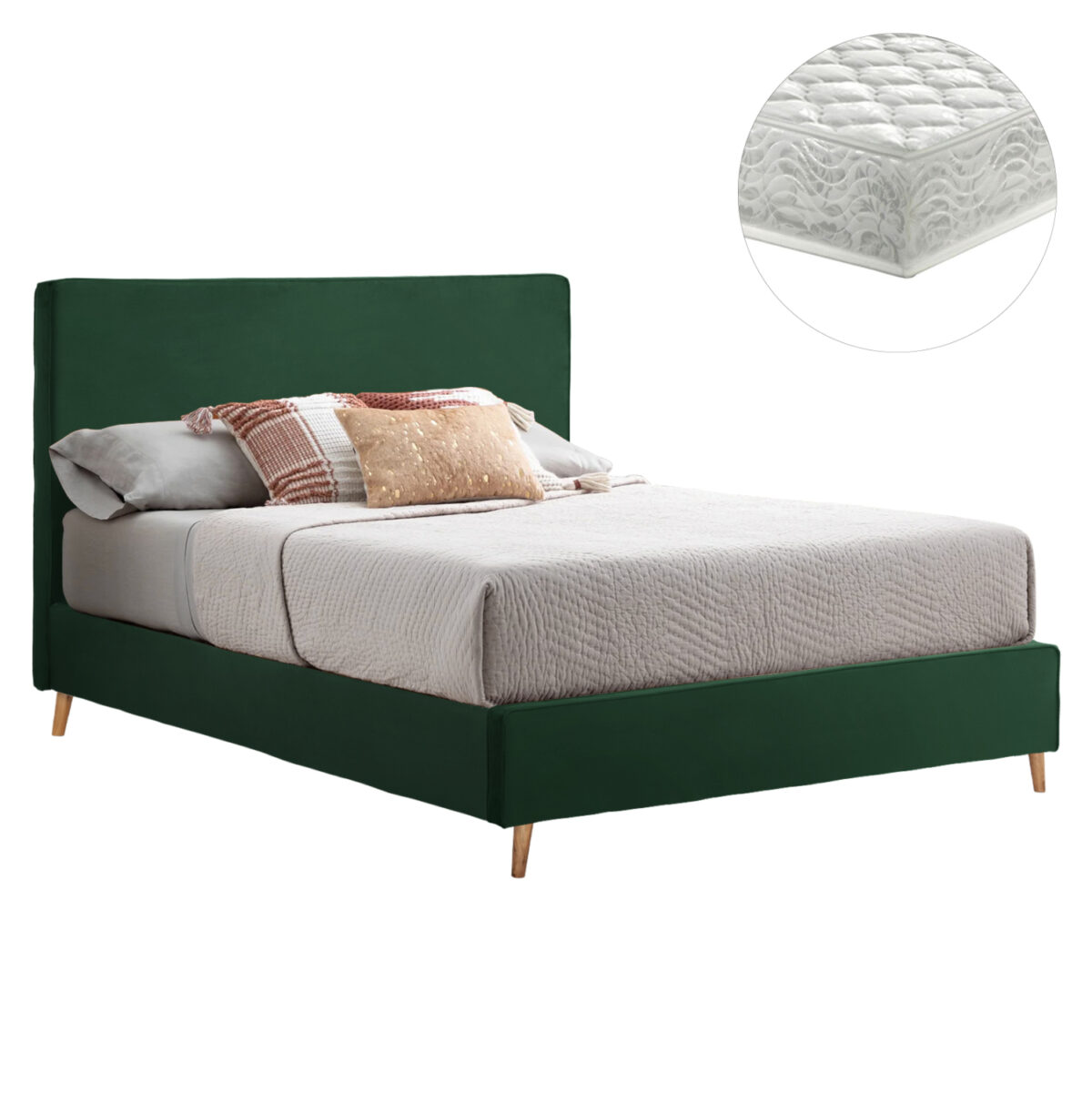 ΚΡΕΒΑΤΙ ΜΕ ΣΤΡΩΜΑ INDRA LH10.21280.04 ΚΥΠΑΡΙΣΣΙ ΒΕΛΟΥΔΟ--ΓΙΑ 160x200εκ - Image 2