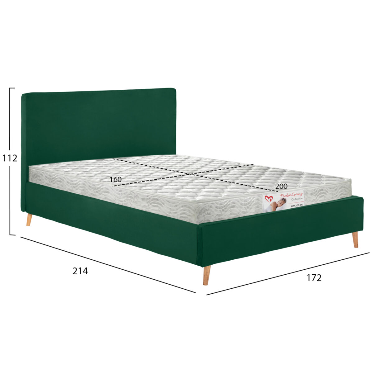 ΚΡΕΒΑΤΙ ΜΕ ΣΤΡΩΜΑ INDRA LH10.21280.04 ΚΥΠΑΡΙΣΣΙ ΒΕΛΟΥΔΟ--ΓΙΑ 160x200εκ - Image 3